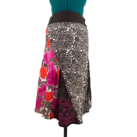 D.E.P.T. NWOT Brown and Pink Patchwork Style High Low Midi Skirt, XS - Picture 5 of 16